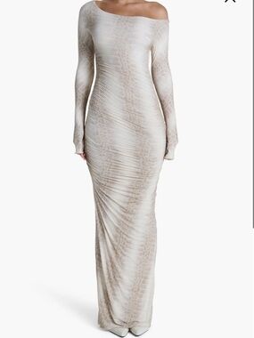 Naked wardrobe Bone Crocodile Maxi dress off shoulder size small